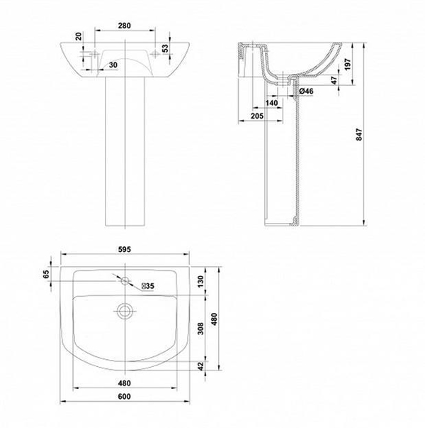 25040 72580 smart круглая раковина 60 48cm с крепежом