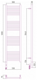 Сунержа Полотенцесушитель электрический МОДУС 3.0 1200х300, МЭМ левый фото 2