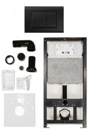 Комплект инсталляции РЕХАУ NOVAFLOW с панелью смыва NOVA QUAD 001 с прямоуг. клавишами,  черный матовый фото