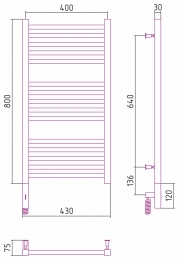 Сунержа Полотенцесушитель электрический МОДУС 3.0 800х400, МЭМ левый фото 2