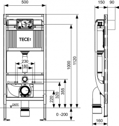 Tece Застенный модуль TECEprofil Uni 2.0 для унитазов-биде, высота 1120 мм фото 2