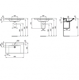 Ideal Standard Connect Умывальник-столешница 85 см фото 2