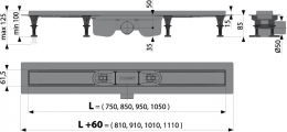 AlcaPlast Водоотводящий желоб APZ12 Optima 850 мм с порогами для решетки перф или под кладку плитки фото 2