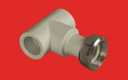 Тройник с накидной гайкой Д=20*3/4 FV-PLAST, серый фото