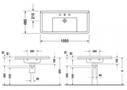 Duravit Starck 3 раковина 1050 х 485 фото 2