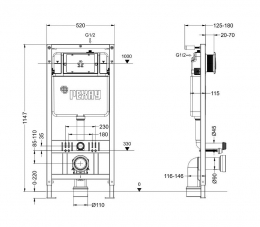 Комплект инсталляции РЕХАУ NOVAFLOW с панелью смыва NOVA ORB 001 с кругл. клавишами, черный матовый фото 3