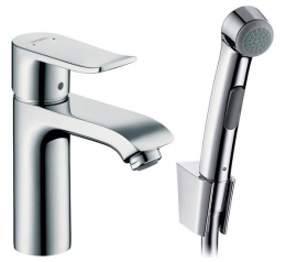 Смеситель Hansgrohe Metris для раковины 110 мм с гигиеническим душем фото