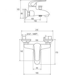 Ravak Настенный смеситель для ванной без гарнитуры 150мм RS 022.00/150 фото 2