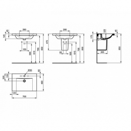 Ideal Standard Connect Умывальник-столешница 70 см фото 2