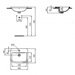 Ideal Standard Tempo Встраиваемый умывальник 50 см. фото 2