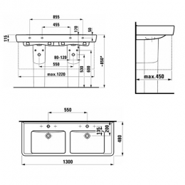 Laufen Раковина двойная 1300x480 мм Pro A фото 2