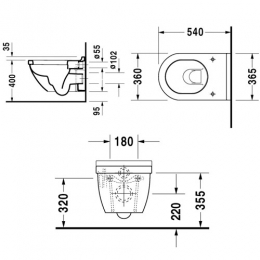 Duravit Starck 3 унитаз подвесной с вертикальным смывом вкл. крепление Durafix фото 2