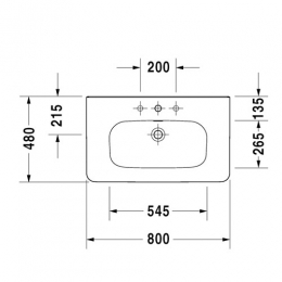 Duravit Dura Style Раковина для мебели 800 х 480 мм, с переливом с 1 отв., без крепления NEW фото 2