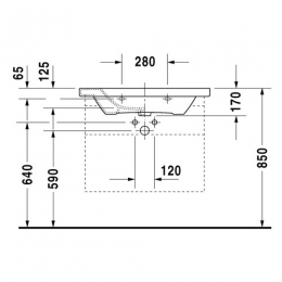 Duravit Dura Style Раковина для мебели 800 х 480 мм, с переливом с 1 отв., без крепления NEW фото 3