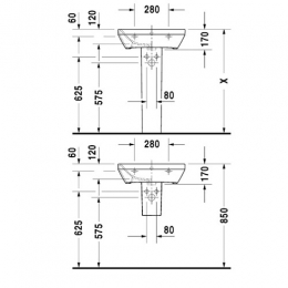 Duravit Dura Style Раковина с переливом 550 х 440 мм, с 1 отв., без крепления NEW фото 3