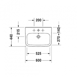 Duravit Dura Style Раковина с переливом 600 х 440 мм, с 1 отв., без крепления NEW фото 2
