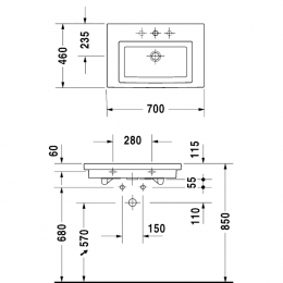 Duravit 2nd Floor Раковина 70 см фото 2