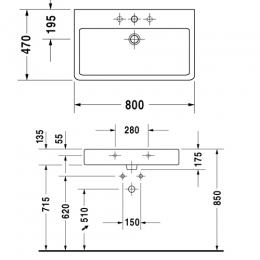 Duravit VERO раковина для мебели 80 см с отвер. для крана фото 2