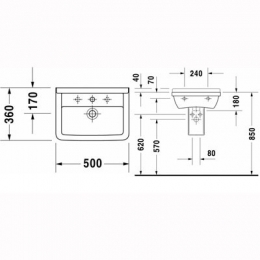 Duravit Starck 3 раковина 50х36 фото 2