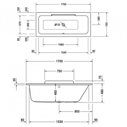 Duravit Dura Style Ванна 1700 х 750 мм, встраиваемая или для панелей фото 2