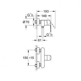 33590002 Grohe Eurostyle Cosmopolitan Смеситель однорычажный для душа фото 2