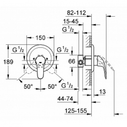 Grohe Euroeco Смеситель для душа, встраиваемый, включает встроенный механизм фото 3