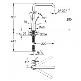 Grohe Essence New Смеситель однорычажный для мойки, L- излив фото 2