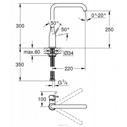 30269000 Grohe Essence New Смеситель однорычажный для мойки, L- излив фото 2