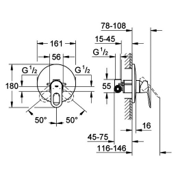 Grohe BauEdge Смеситель для душа со встроенным механизмом фото 2