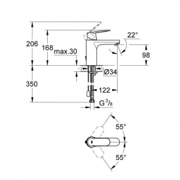 Смеситель для раковины GROHE Eurosmart Cosmopolitan с цепочкой, хром (2339700E) фото 2