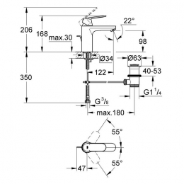 Смеситель для раковины GROHE Eurosmart Cosmopolitan с донным клапаном, средний излив хром (2339600E) фото 2