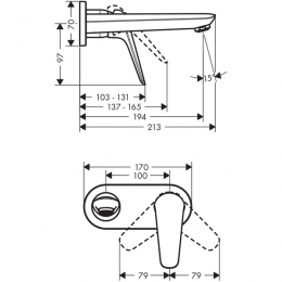 Смеситель Hansgrohe Novus 195 для раковины (внешняя часть к 13622180) фото 2