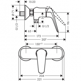 Смеситель Hansgrohe Novus для душа 71060000 фото 3