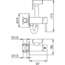 Смеситель с гигиеническим душем Frap H05 черный F7505-6 фото 4
