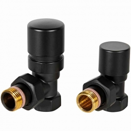 Комплект клапанов термостатических STOUT Design черный, угловой 1/2 фото