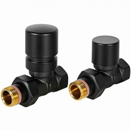 Комплект клапанов термостатических STOUT Design черный, прямой 1/2 фото