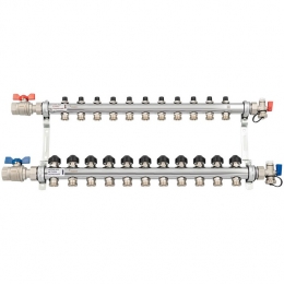 Коллектор РЕХАУ HKV из нерж. стали на 11 контуров с шар. кранами фото