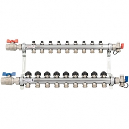 Коллектор РЕХАУ HKV из нерж. стали на 9 контуров с шар. кранами фото
