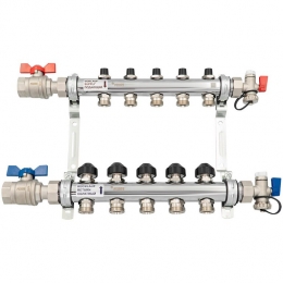 Коллектор РЕХАУ HKV из нерж. стали на 5 контуров с шар. кранами фото