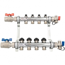Коллектор РЕХАУ HKV из нерж. стали на 4 контуров с шар. кранами фото