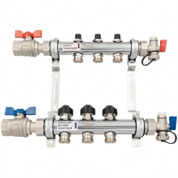 Коллектор РЕХАУ HKV из нерж. стали на 3 контуров с шар. кранами фото