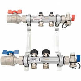 Коллектор РЕХАУ HKV из нерж. стали на 2 контуров с шар. кранами фото