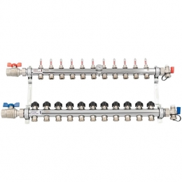 Коллектор РЕХАУ HKV-D из нерж. стали на 11 контуров с шар. кранами фото