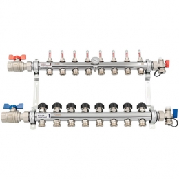 Коллектор РЕХАУ HKV-D из нерж. стали на 8 контуров с шар. кранами фото