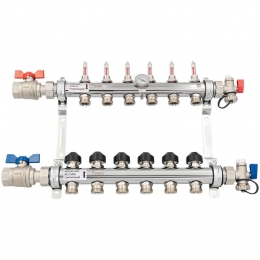 Коллектор РЕХАУ HKV-D из нерж. стали на 6 контуров с шар. кранами фото