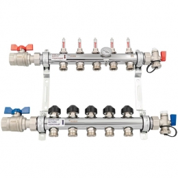 Коллектор РЕХАУ HKV-D из нерж. стали на 5 контуров с шар. кранами фото