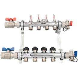Коллектор РЕХАУ HKV-D из нерж. стали на 4 контуров с шар. кранами фото