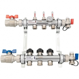 Коллектор РЕХАУ HKV-D из нерж. стали на 3 контуров с шар. кранами фото