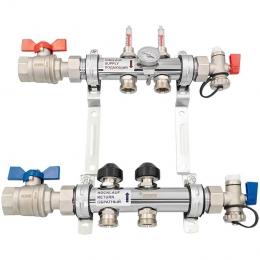 Коллектор РЕХАУ HKV-D из нерж. стали на 2 контуров с шар. кранами фото