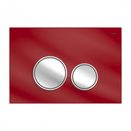 Панель смыва РЕХАУ NOVA ORB GLASS с круглыми клавишами, закаленное стекло, красный, клавиши и их контур хром, глянцевый фото